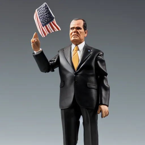 Prompt: richard nixon action figure, product photo, studio lighting, new in box