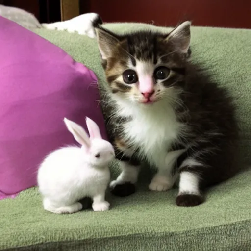 Prompt: Kitten and Bunny in therapy