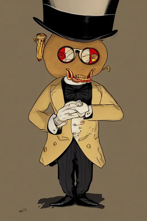 Image similar to mr peanut in sleepy hollow, full body, big two toned eyes, top hat and monocle, horror, intricate details, cinematic, epic, realistic, anatomy, tomer hanuka, uplight, artstation, photorealistic, scary