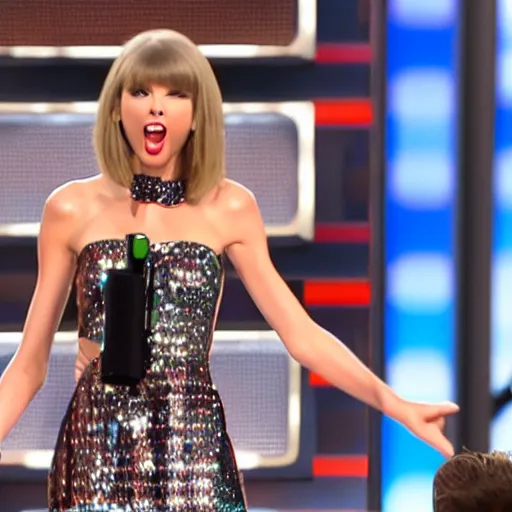 Prompt: taylor swift screaming on the price is right