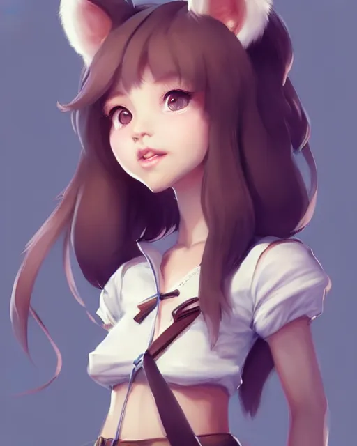 Image similar to character concept art of a cute young female anthropomorphic furry | | cute - fine - face, pretty face, key visual, realistic shaded perfect face, fine details by stanley artgerm lau, wlop, rossdraws, james jean, andrei riabovitchev, marc simonetti, and sakimichan, trending on artstation