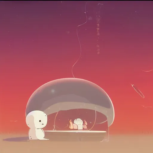Image similar to baby harp seals being eaten by a jellyfish robots on a crystalline alien world, atey ghailan, goro fujita, studio ghibli, scary lighting, clear focus, very coherent