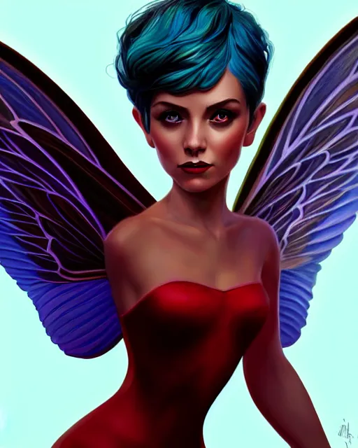 Image similar to 3 / 4 portrait of a beautiful powerful pixie with wings, digital painting, artstation, concept art, smooth, sharp focus, illustration, art by disney, symmetry face, fine details. art by alex ross, brittney lee