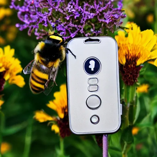 Image similar to A phone callinging a bumblebee