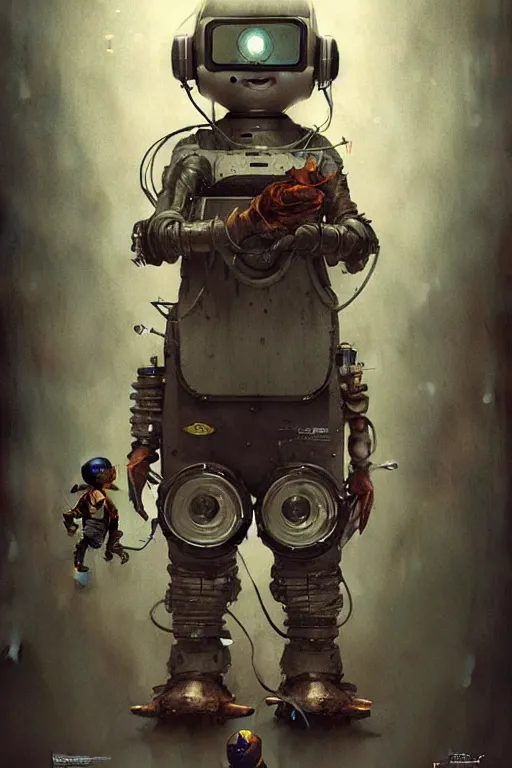 Image similar to kid robots costume | esoteric symbolism | jean - baptiste monge, esao andrews, bastien lecouffe - deharme, tim jacobus, ken currie | ultra - detailed realism, soft cinematic lighting, hi - fructose, artstation, high - quality, ink watercolors wes anderson poster art