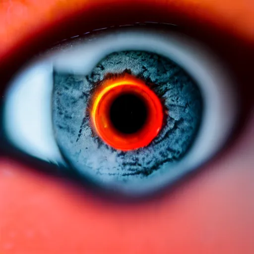 Image similar to macro - shot, closeup of eye made of lava