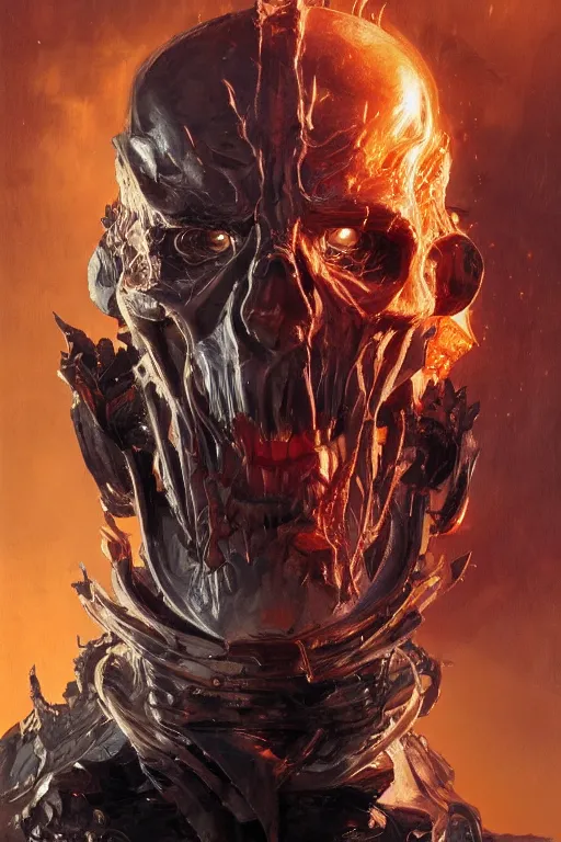 Image similar to Portrait of James Hetfield face transforming in Ghost Rider, marvel comics, dark, intricate, highly detailed, smooth, artstation, digital illustration by Ruan Jia and Mandy Jurgens and Artgerm and Wayne Barlowe and Greg Rutkowski and Zdislav Beksinski