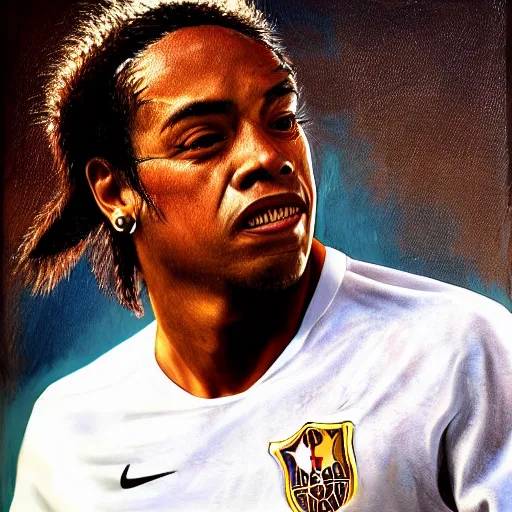 Image similar to portrait of ronaldinho gaucho, high detail, high resolution