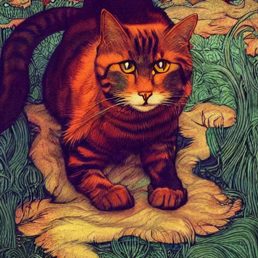 Prompt: awesome cat, by kilian eng, john william waterhouse, rosetti, john everett millais, 4 k