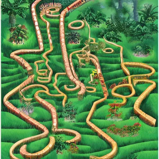 Prompt: a high quality photo of jungle maze schema, 8k, extremely detailed, photorealistic