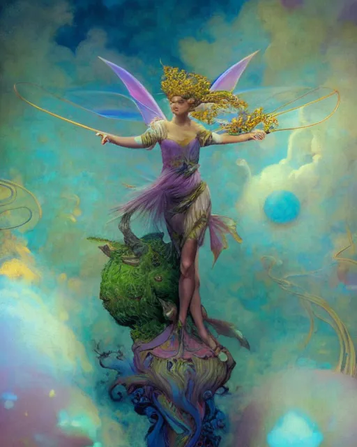 Image similar to the most wonderful fairy dream you ever had, concept art, trending on artstation vivid color, complementary color, golden ratio, detailed, sharp lines, intricate, rainbowshift, by james gurney, by brian froud, by peter mohrbacher, by gustave dore, by maxfield parrish, by karol bak, deviantart, octane render