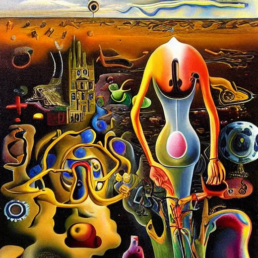 Image similar to the world between death and life, surrealistic extremely detailed painting, by damien gilley and salvador dali