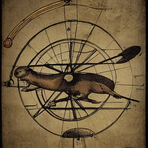 Prompt: diagram of an otter flying machine by da vinci