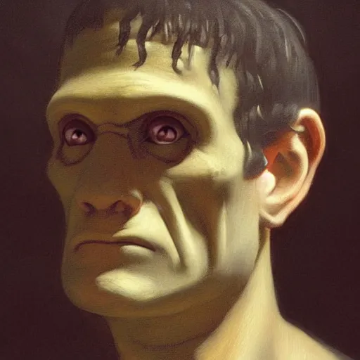 Image similar to painting of frankenstein in animal crossing. art by william adolphe bouguereau. during golden hour. extremely detailed. beautiful. 4 k. award - winning.