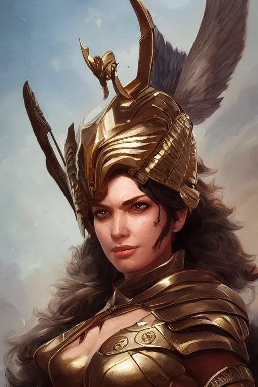 Image similar to amazon valkyrie athena, d & d, fantasy, portrait, highly detailed, headshot, digital painting, trending on artstation, concept art, sharp focus, illustration, art by artgerm and greg rutkowski and magali villeneuve