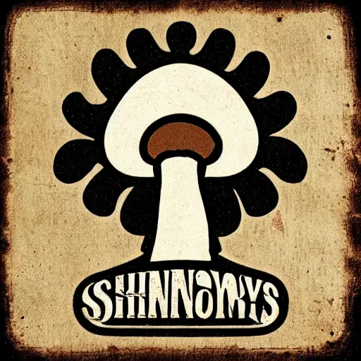 Image similar to spencers shroomery logo. mushroom theme, transcendent style, by aaron draplin