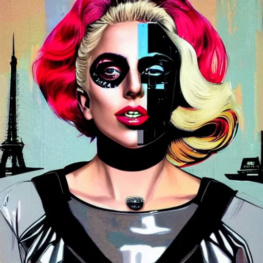 Prompt: a portrait of Lady Gaga as an android, by MARVEL comics and Sandra Chevrier