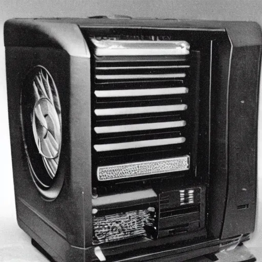 Prompt: high quality 1940s photograph of a gaming PC