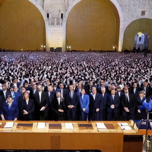 Prompt: a picture from the inauguration ceremony of a government in israel that lasts 4 years