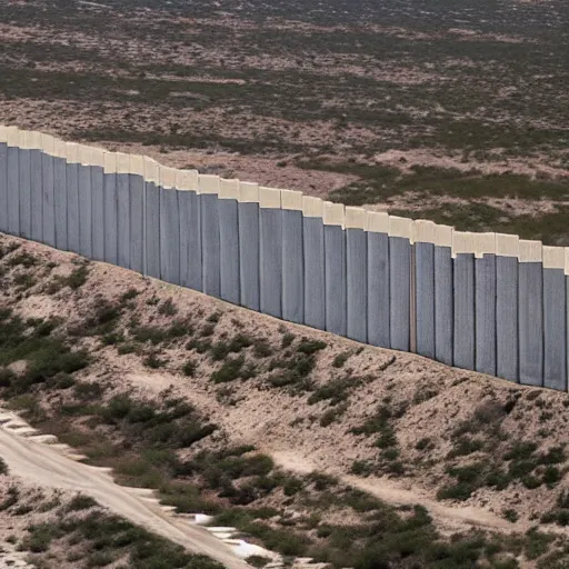 Image similar to Satellite image of the Donald Trump Border Wall, made of solid concrete and 50 feet high