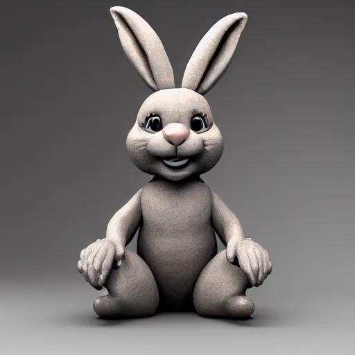 Prompt: an award winning clay sculpture of a funny bunny made by michelangelo in times square, 3 d render, hyper detailed, sharp focus, 8 k resolution