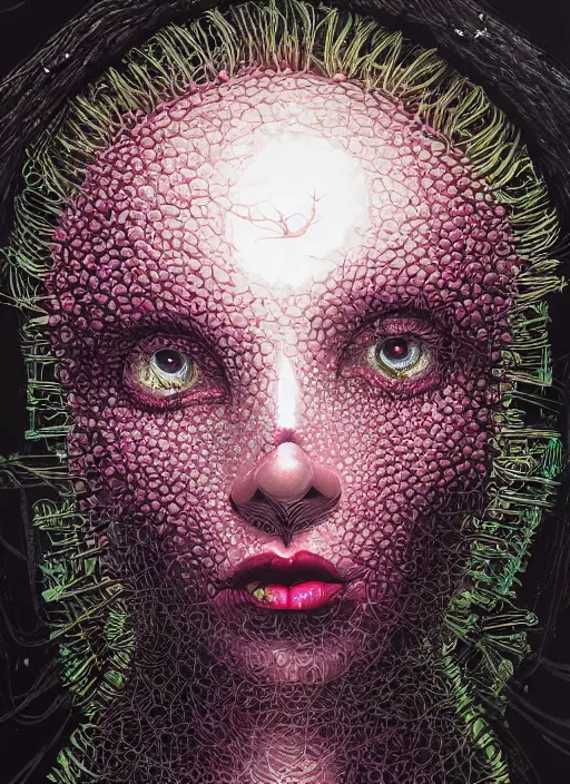 Prompt: Biopunk goddess painting by Dan Hillier, trending on artstation, artstationHD, artstationHQ, 4k, 8k