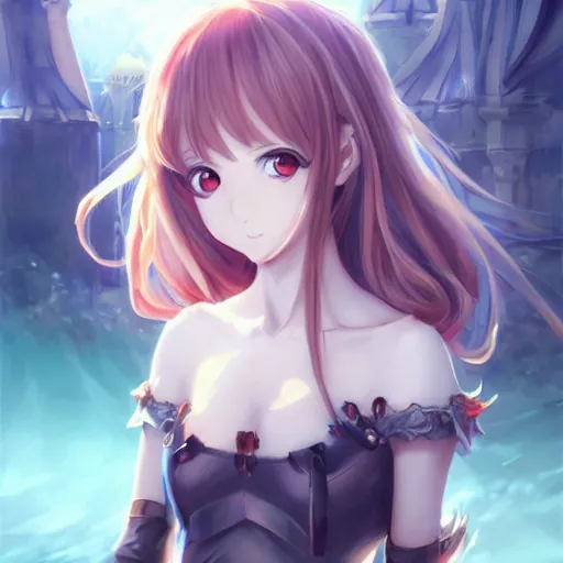 Image similar to anime portrait of Camelot as an anime girl by Stanley Artgerm Lau, WLOP, Rossdraws, James Jean, Andrei Riabovitchev, Marc Simonetti, and Sakimichan, trending on artstation