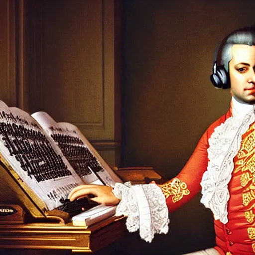 Prompt: Mozart playing EDM