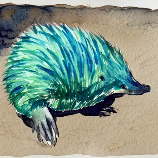 Image similar to beautiful professional watercolor painting of an echidna