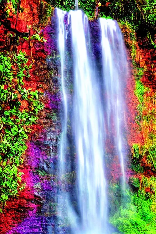 Image similar to A waterfall with all colors, fantasy, mystic