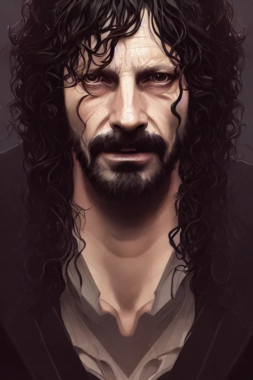 Image similar to a portrait of sirius black, fantasy, sharp focus, intricate, elegant, digital painting, artstation, matte, highly detailed, concept art, illustration, ambient lighting, art by ilya kuvshinov, artgerm, alphonse mucha, and greg rutkowski