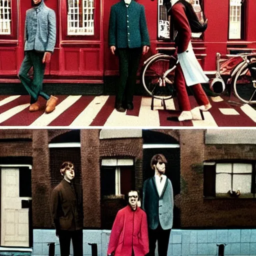 Prompt: the beatles album art by wes anderson