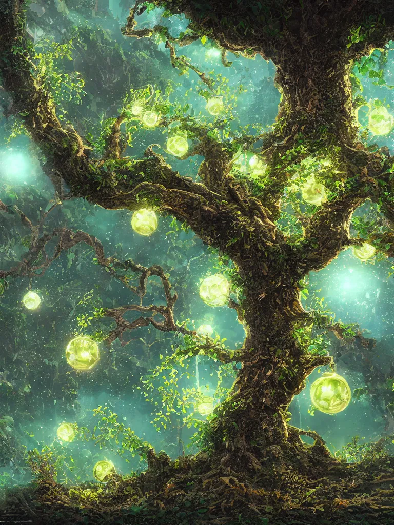 Image similar to blooming uranium orb tree orchard by disney concept artists, blunt borders, rule of thirds