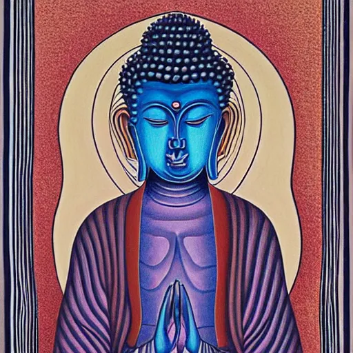 Image similar to the buddha recursively folding in on itself by “alex gray”