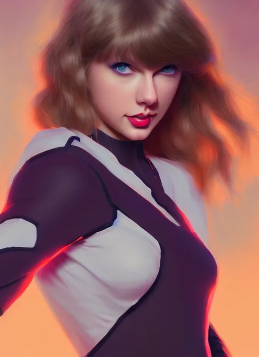 Image similar to taylor swift, evangelion, au naturel, hyper detailed, digital art, trending in artstation, cinematic lighting, studio quality, smooth render, frostbite 3 engine rendered, art style by klimt and nixeu and ian sprigger and wlop and krenz cushart