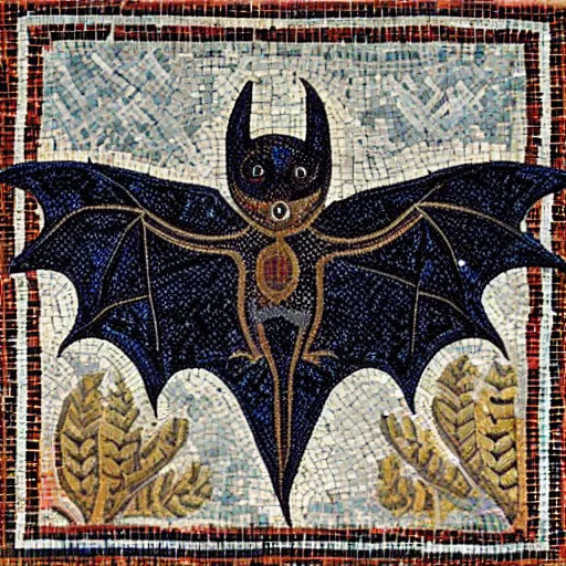 Image similar to a bat, Byzantine mosaic, highly detailed