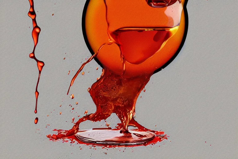 Image similar to a sad anthropomorphic spilled drink crying, digital art, realistic