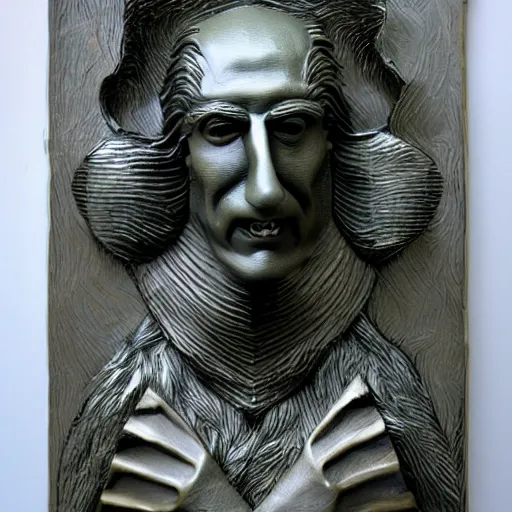 Prompt: Noel Fielding sculpture by Stanisław Szukalski