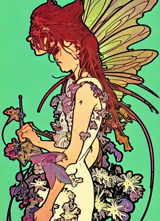 Image similar to great fairy of power, fairy foundation!! portrait illustration, pop art, splash painting, art by geof darrow, ashley wood, alphonse mucha, makoto shinkai