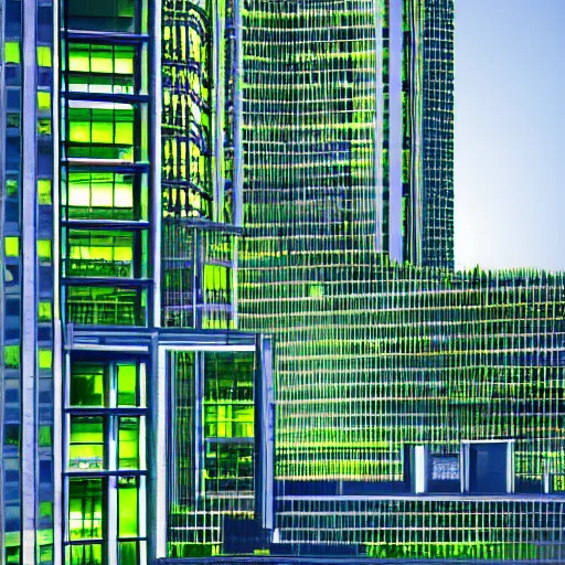 Image similar to building architecture of 2 0 2 5, modern, sleek, clean, green, brightly lit, 8 k, intricate, highly detailed