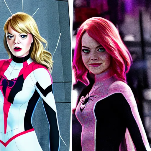 Image similar to Emma Stone as Spider-Gwen in the Marvel Cinematic Universe