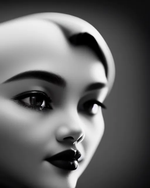 Image similar to black and white dreamy young beautiful female artificial intelligence, cinematic, rim light, photo - realistic, elegant, high detail, 8 k, masterpiece, photo taken in 1 9 3 0