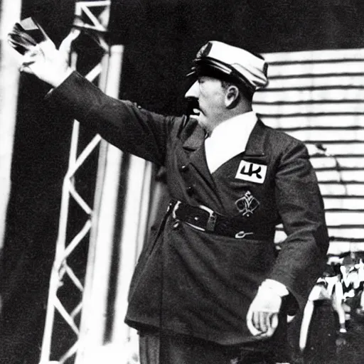 Image similar to Adolf Hitler rapping on stage