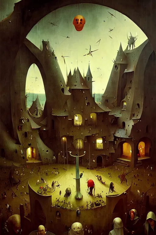 Image similar to hieronymus bosch, greg rutkowski, anna podedworna, painting of bring home the pain