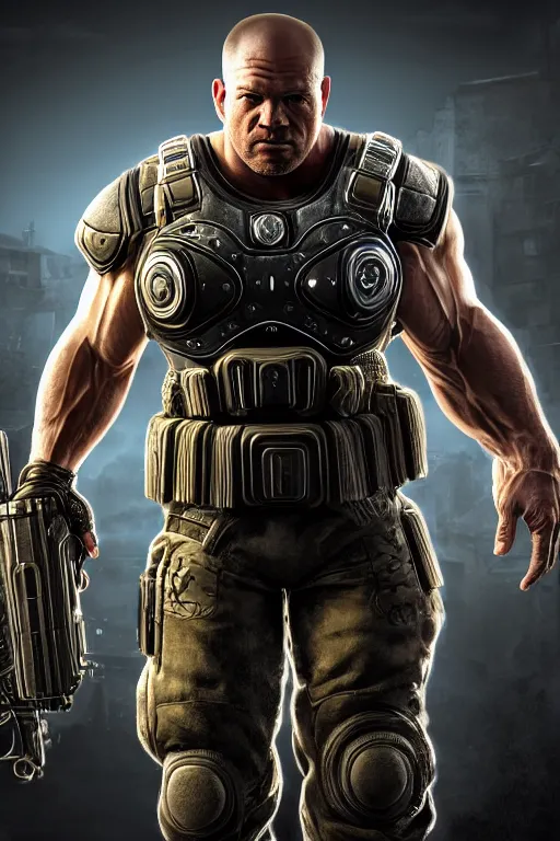 Prompt: jocko willink as a muscular Gears of War character commanding, photorealism, half body, HDR ambient background, unreal engine 5, hyperrealistic, highly detailed, XF IQ4, 150MP, 50mm, F1.4, ISO 200, 1/160s, cinematic lights, Adobe Lightroom, photolab, Affinity Photo, PhotoDirector 365, realistic