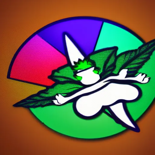 Prompt: logo for cannabis company with amazing powers, colorful mantric super hero, buddah