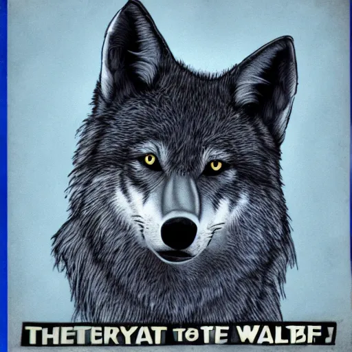 Image similar to portrait of retarded wolf, propaganda style