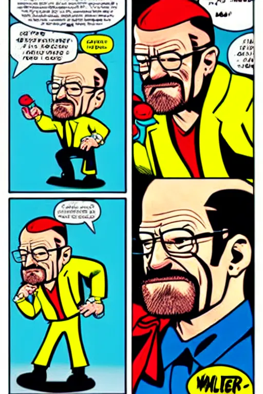 Prompt: walter white, as drawn by dan decarlo for archie comics,