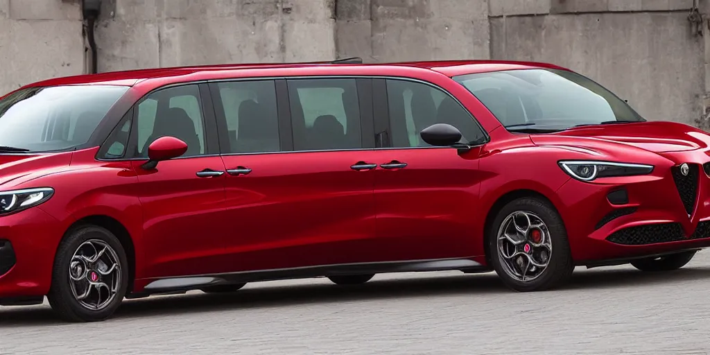 Image similar to “2022 Alfa Romeo Minivan, red”