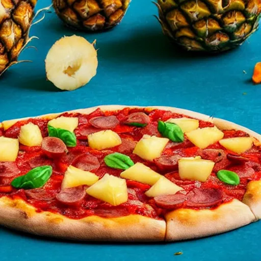 Image similar to dog shaped pineapple toppings on a pizza